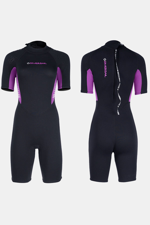 Women's 1.5MM Back Zipper One-Piece Short Sleeve Cold-Proof And Warm Wetsuit