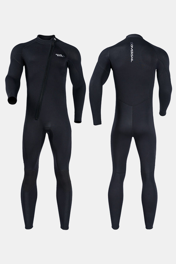 Men's Long Sleeve One-Piece Black Wetsuit for Sun Protection