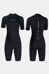 Cold-Proof And Warm One-Piece Short Sleeve 3MM Women's Black Wetsuit