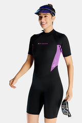 Women's 1.5MM Back Zipper One-Piece Short Sleeve Cold-Proof And Warm Wetsuit