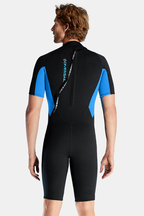 Men's 1.5MM Short Sleeve Blue Cold-Proof and Warm Wetsuit