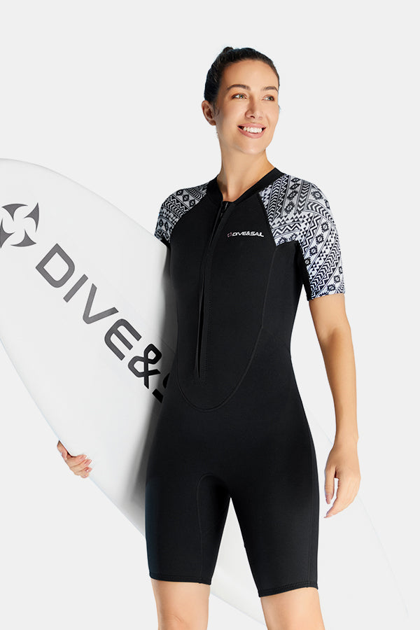 Cold-Proof And Warm One-Piece Short Sleeve 3MM Women's Wetsuit