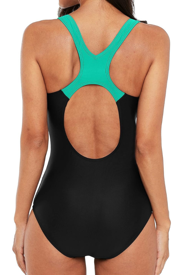 Attraco Aqua Damenfarbe Colorblock schlampig ein Stück Badeanzug