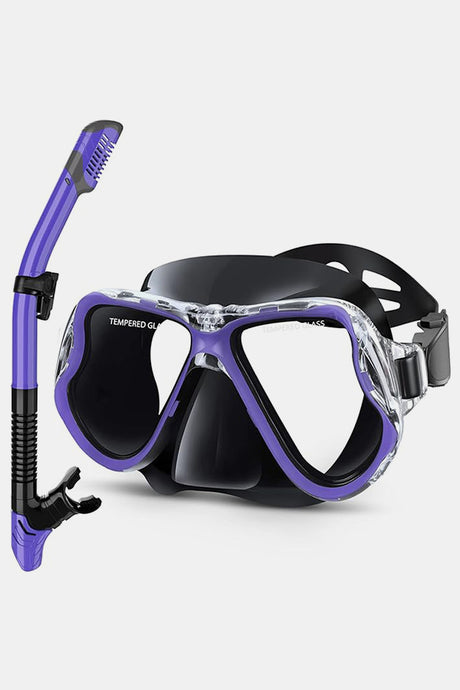 Adults Dry Snorkel Set Panoramic Wide View Anti-Fog Scuba Diving Mask