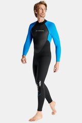 Premium 3mm Men's One-Piece Warmth and Cold-Proof Blue Wetsuit