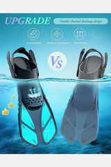 Adults Snorkel Fins Adjustable Buckles Open Heel Swim Flippers