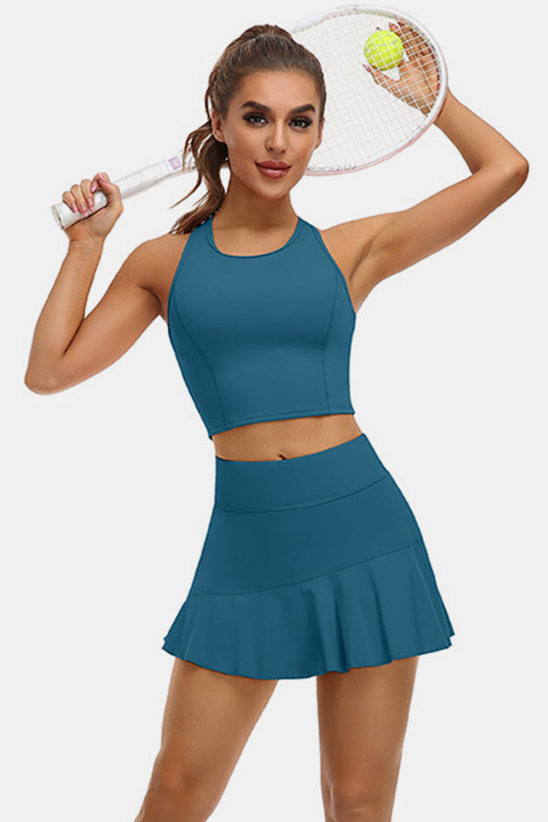 2-teilige Tennis kleider für Frauen mit Shorts und Taschen Golf Workout Outfits Röcke Sets
