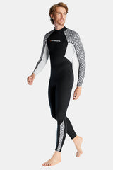 One-Piece Long Sleeve Geometric Pattern Thickened Warm Protective 3MM Wetsuit (Men's)