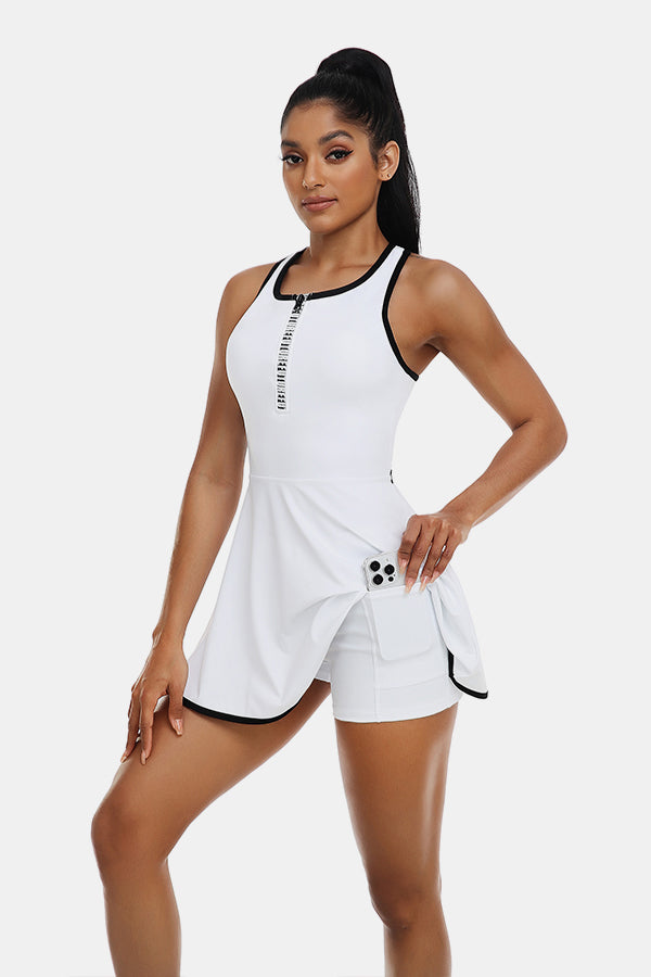 Tenniskleid-Trainingskleid mit Shorts und eingebaute ärmellose BH-Sportrennfahrer-Golfkleid