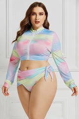 Plus Dreamy Gradient Smudge Long Sleeve Swimsuit Rash Guard Set