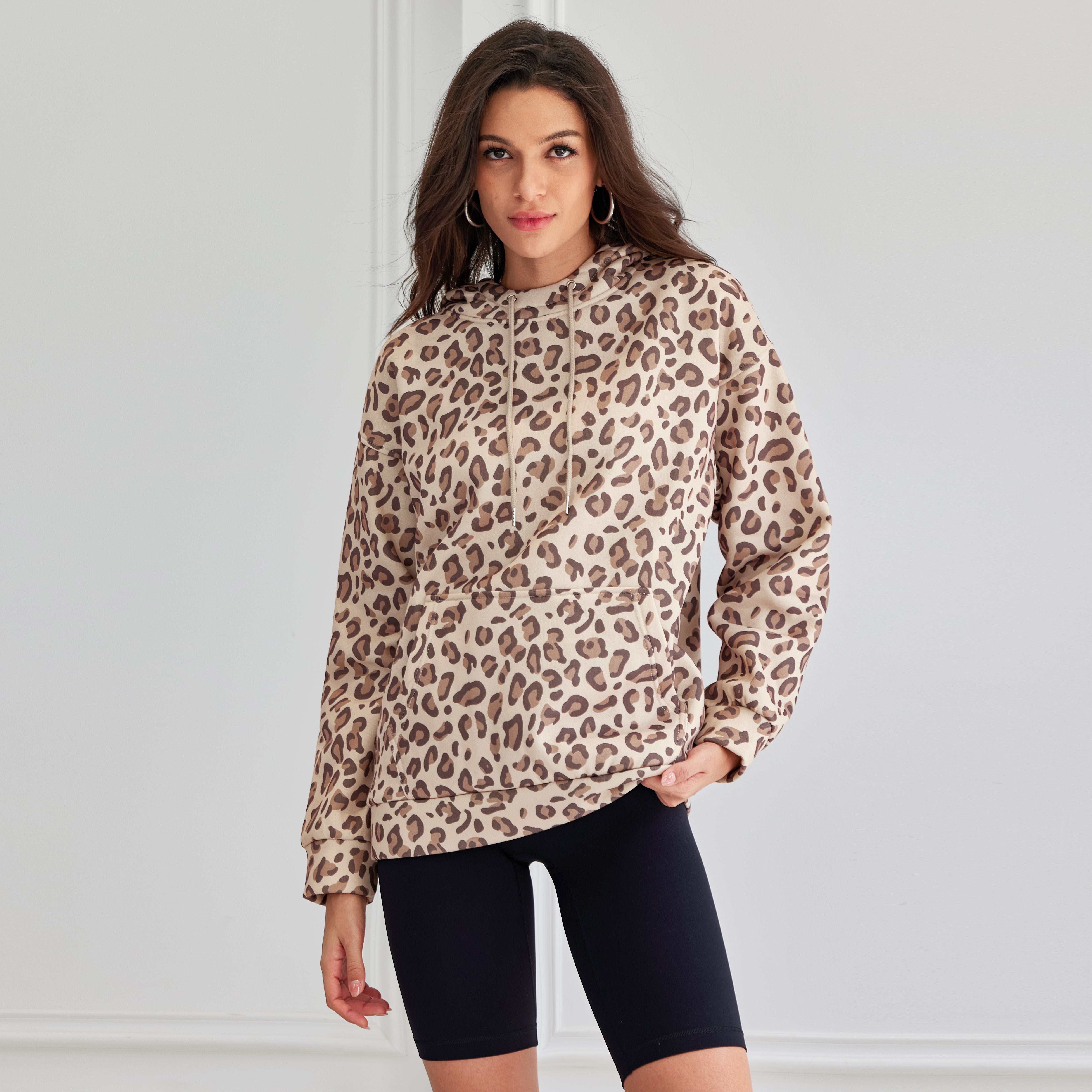 Leopard Print Hooded Oversized Comfrt Sweatshirt with Pocket – Attraco