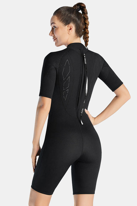 Cold-Proof And Warm One-Piece Short Sleeve 3MM Women's Black Wetsuit