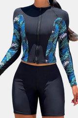 Female Long Sleeves Surfing Sports Two-Piece Bathing Suits UPF50+ Rash Guard