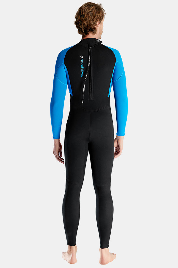 Premium 3mm Men's One-Piece Warmth and Cold-Proof Blue Wetsuit