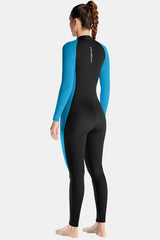 Women's Long Sleeve One-Piece Blue Wetsuit for Sun Protection