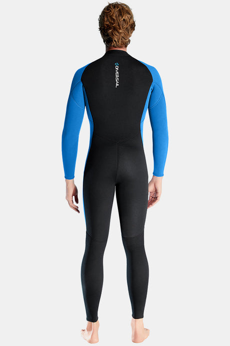 Men's Long Sleeve One-Piece Blue Wetsuit for Sun Protection