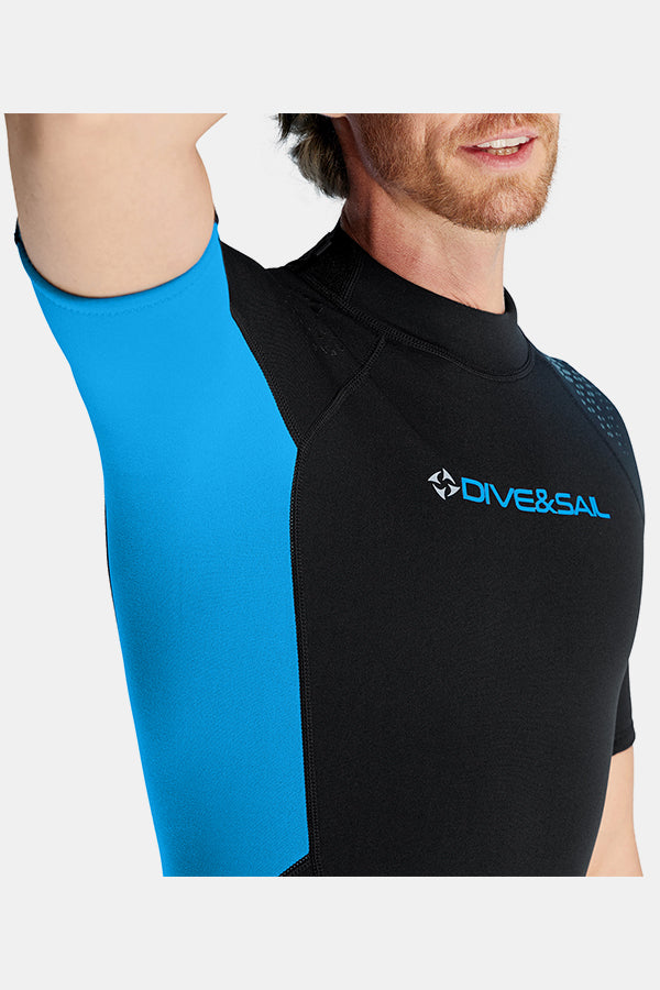 Men's 1.5MM Short Sleeve Blue Cold-Proof and Warm Wetsuit