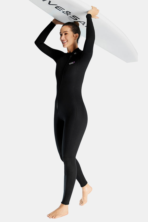 1,5 mm oblique à fermeture éclair avant surf à surfer sur un costume de plongée en une seule pièce à l'épreuve du froid pour les femmes