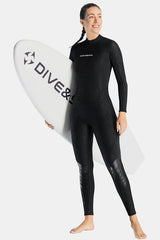 Women's Long Sleeve One-Piece 3MM Black Wetsuit UPF 50+