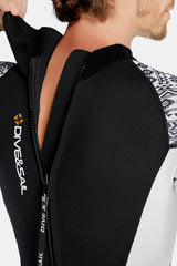 One-Piece Long Sleeve Geometric Pattern Thickened Warm Protective 3MM Wetsuit (Men's)