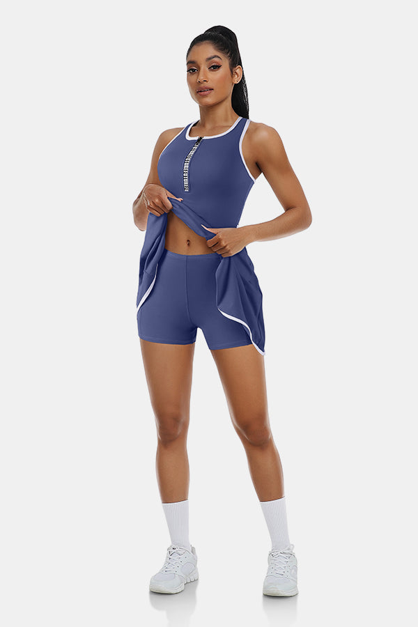 Robe de tennis robe d'entraînement avec short et soutien-gorge intégré sans manches