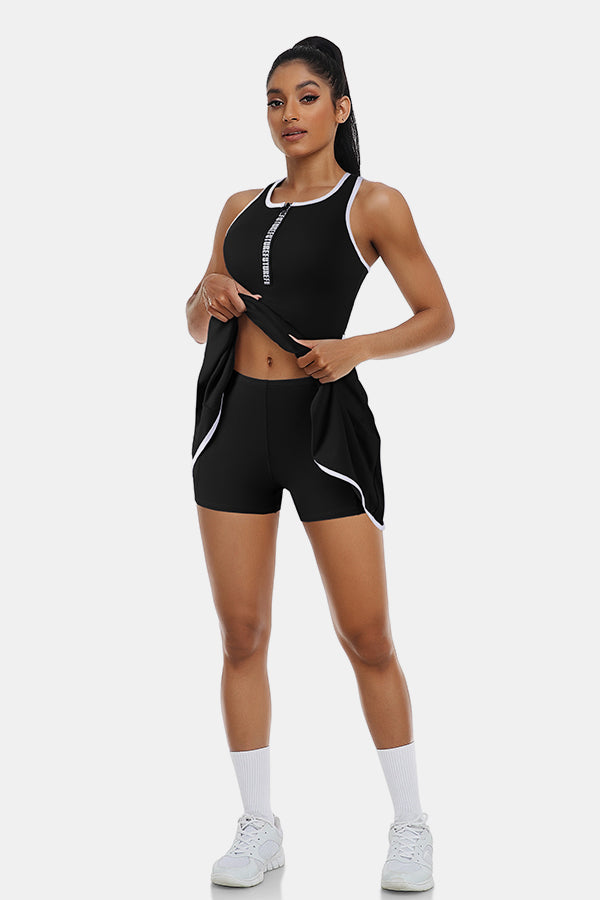 Robe de tennis robe d'entraînement avec short et soutien-gorge intégré sans manches