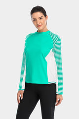 Women's Stripe Long Sleeves UPF 50+ Crew Rash Guard-Attraco | Fashion Outdoor Clothing