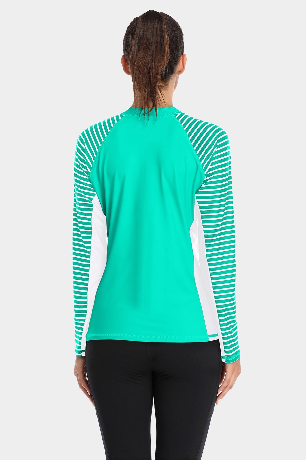 Women's Stripe Long Sleeves UPF 50+ Crew Rash Guard-Attraco | Fashion Outdoor Clothing