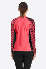 Women's Stripe Long Sleeves UPF 50+ Crew Rash Guard-Attraco | Fashion Outdoor Clothing