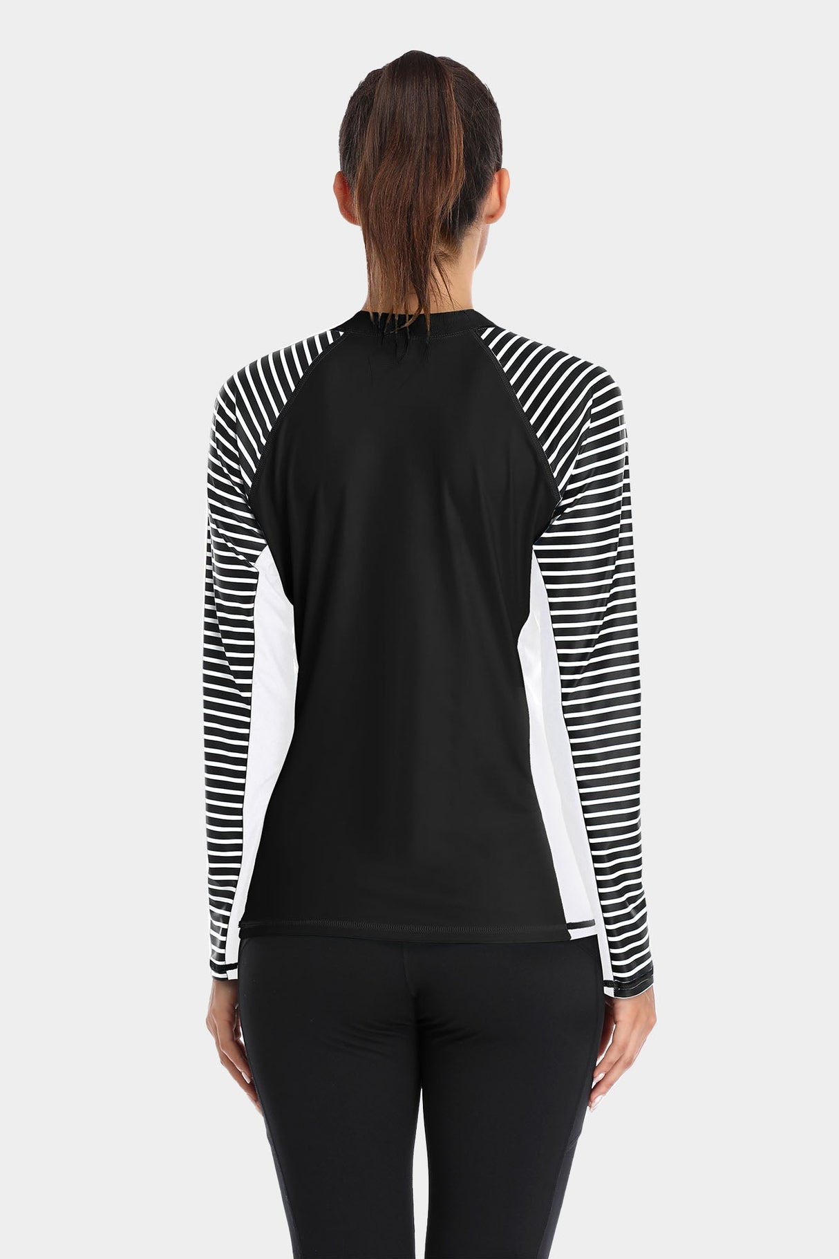 Women's Stripe Long Sleeves UPF 50+ Crew Rash Guard-Attraco | Fashion Outdoor Clothing