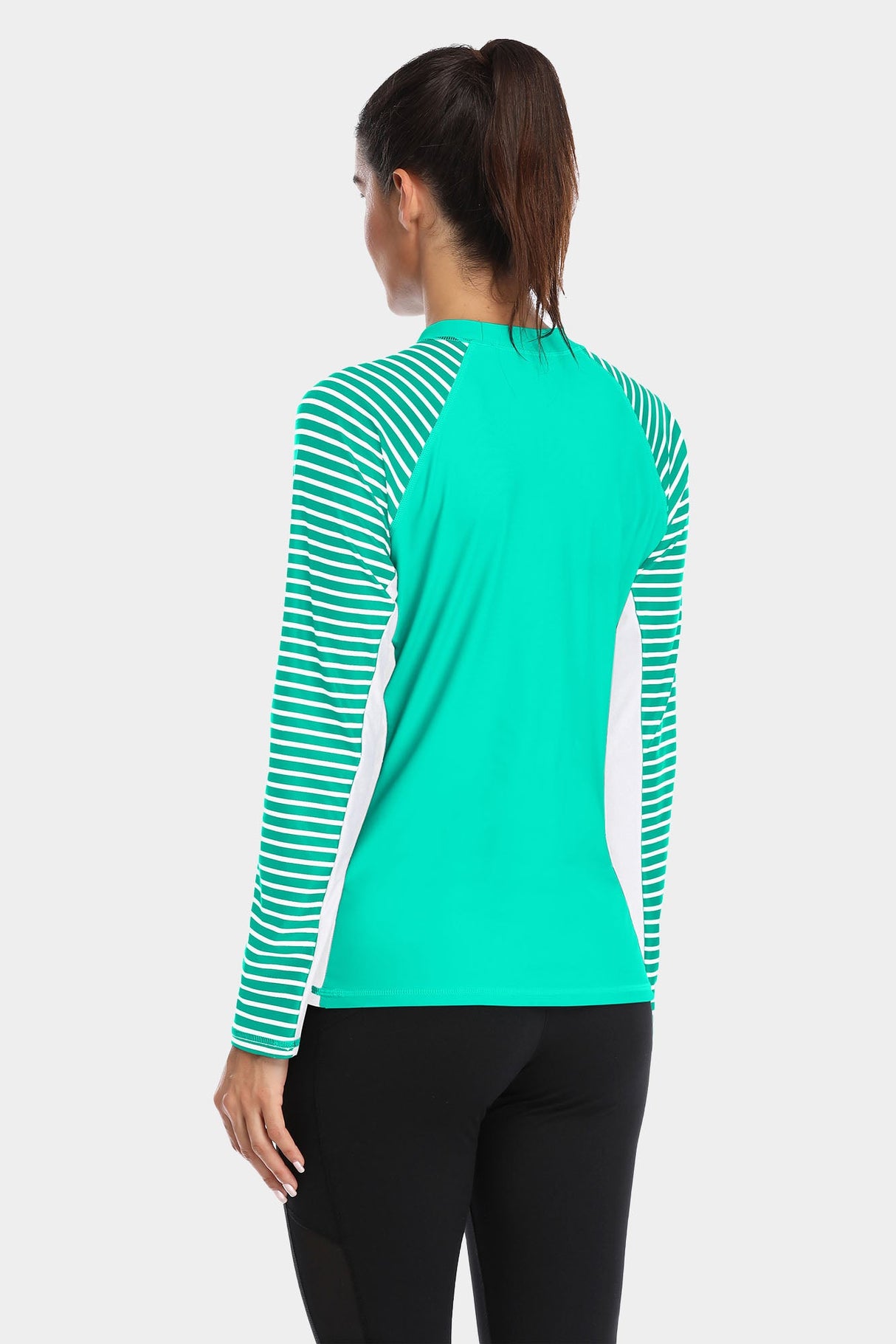 Women's Stripe Long Sleeves UPF 50+ Crew Rash Guard-Attraco | Fashion Outdoor Clothing