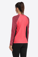 Women's Stripe Long Sleeves UPF 50+ Crew Rash Guard-Attraco | Fashion Outdoor Clothing