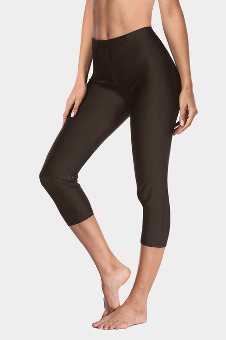 Brown Active Swim Capri Leggings-Attraco | Fashion Outdoor Clothing