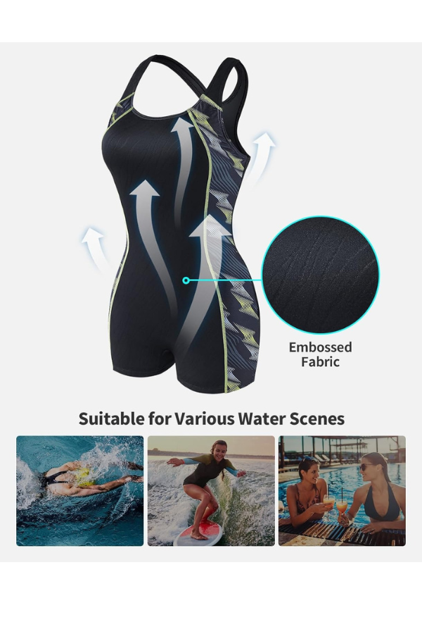 Women Boyleg One Piece Water Aerobic Competitive Bathing