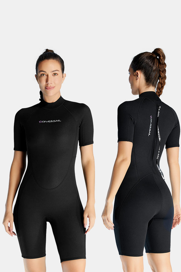 Women's Short Sleeve 1.5mm One-Piece Warm Wetsuit
