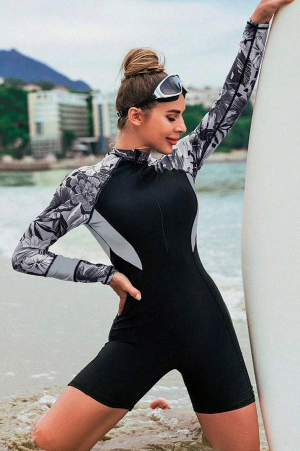 Colorblock Quick-Drying Long Sleeved Boxer Wetsuit