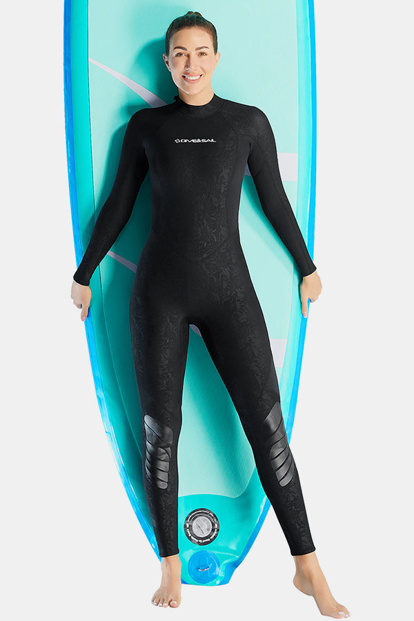 Women's Long Sleeve One-Piece 3MM Black Wetsuit UPF 50+