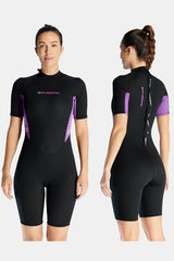 Women's 1.5MM Back Zipper One-Piece Short Sleeve Cold-Proof And Warm Wetsuit