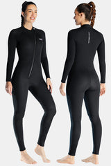 Long Sleeve One-Piece Black Wetsuit for Sun Protection