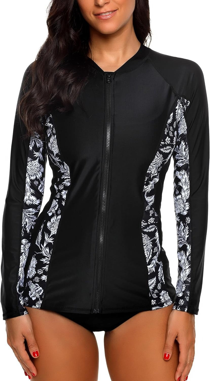 Costume Intero Donna ATTRACO Rash Guard Manica Lunga - Protezione UV UPF 50 Per Surf E Piscina