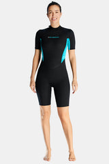 Women's 1.5MM One-Piece Short Sleeve Cold-Proof And Warm Blue Wetsuit