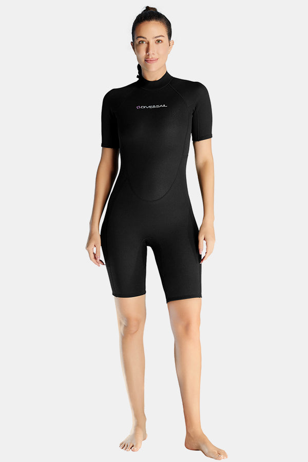 Women's Short Sleeve 1.5mm One-Piece Warm Wetsuit