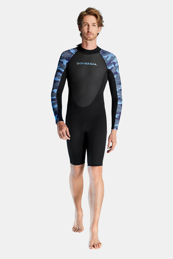Men's Thickened Warm Long Sleeve Shorts One-Piece 2MM Wetsuit