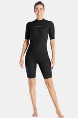 Cold-Proof And Warm One-Piece Short Sleeve 3MM Women's Black Wetsuit