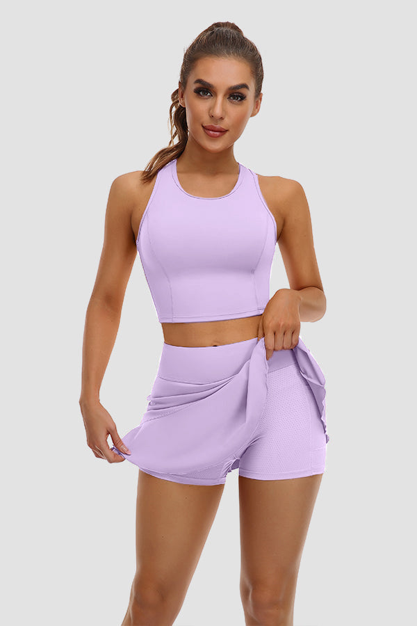 Rose 2 pièces robes de tennis pour femmes avec shorts et poches Golf Workout tenues jupes ensembles