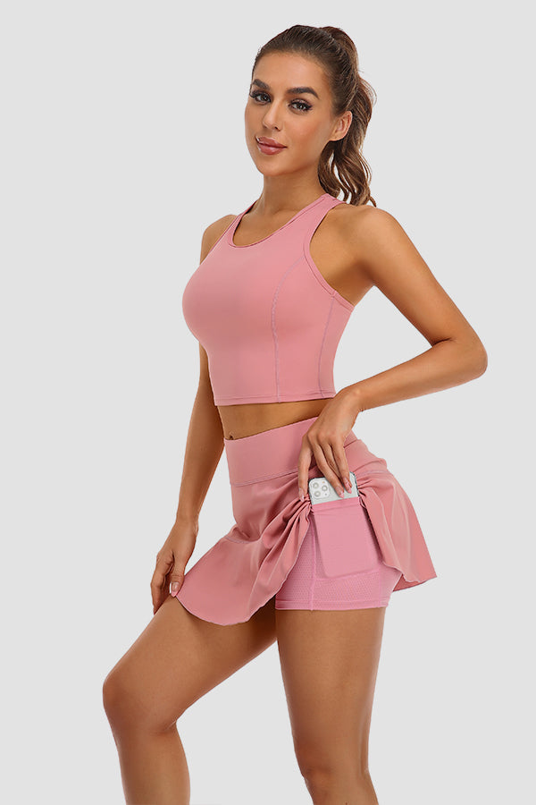 Vestidos de tenis de 2 piezas de Attraco para mujeres con pantalones cortos y bolsillos de entrenamiento de golf para trajes de entrenamiento de golf