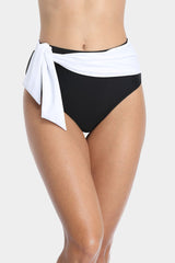 Attraco High Waisted Two Tone Tie Front Bikini Swim Bottom-Attraco | Fashion Outdoor Clothing