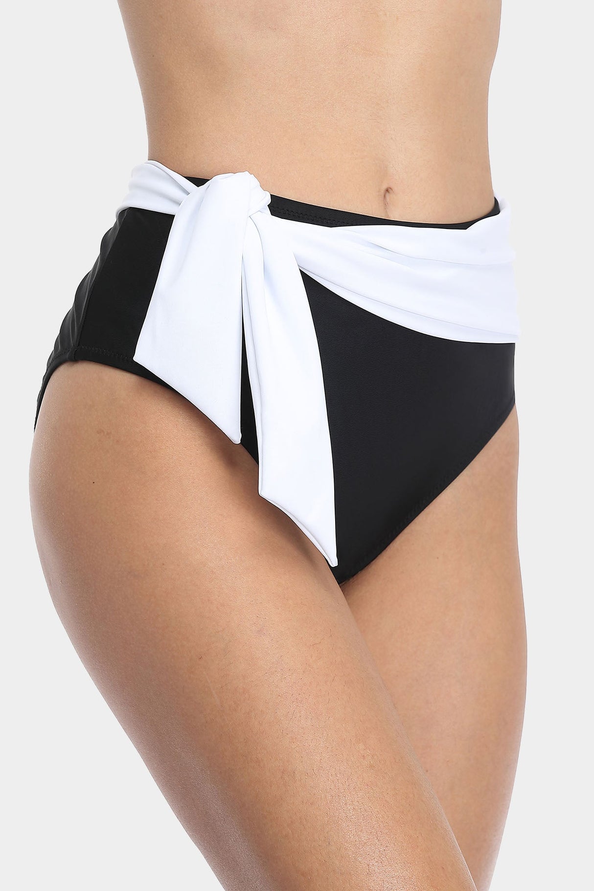 Attraco High Waisted Two Tone Tie Front Bikini Swim Bottom-Attraco | Fashion Outdoor Clothing