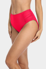 Attraco Women's Solid High Waisted Pleated Bikini Swim Bottom-Attraco | Fashion Outdoor Clothing