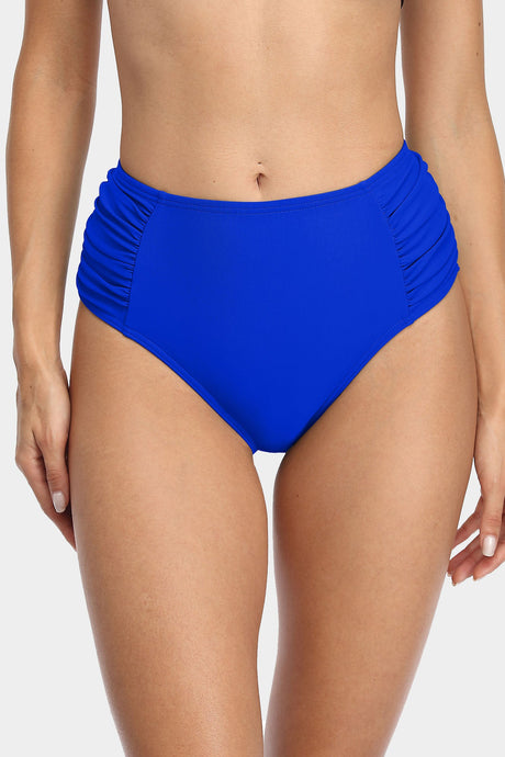 Attraco Women's Solid High Waisted Pleated Bikini Swim Bottom-Attraco | Fashion Outdoor Clothing